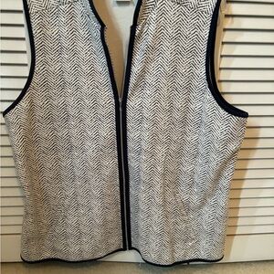 Chico's Navy and White Chevron Knit Vest